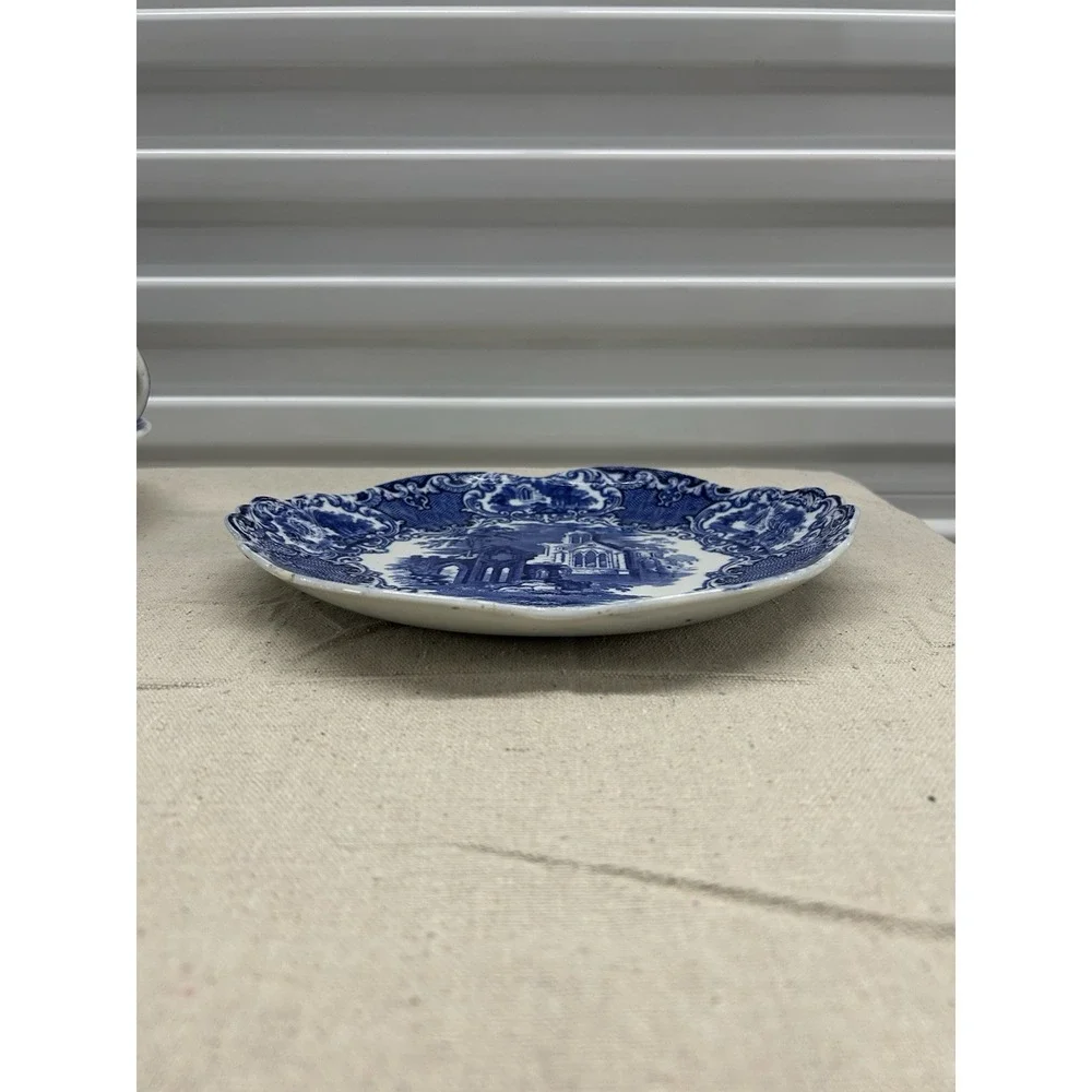 George Jones Abbey Cake Plate (282) Flow Blue